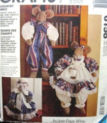 6158 28'' MICE DOLLS,CLOTHES, 20'' DOORSTOP MOUSE PATTERN